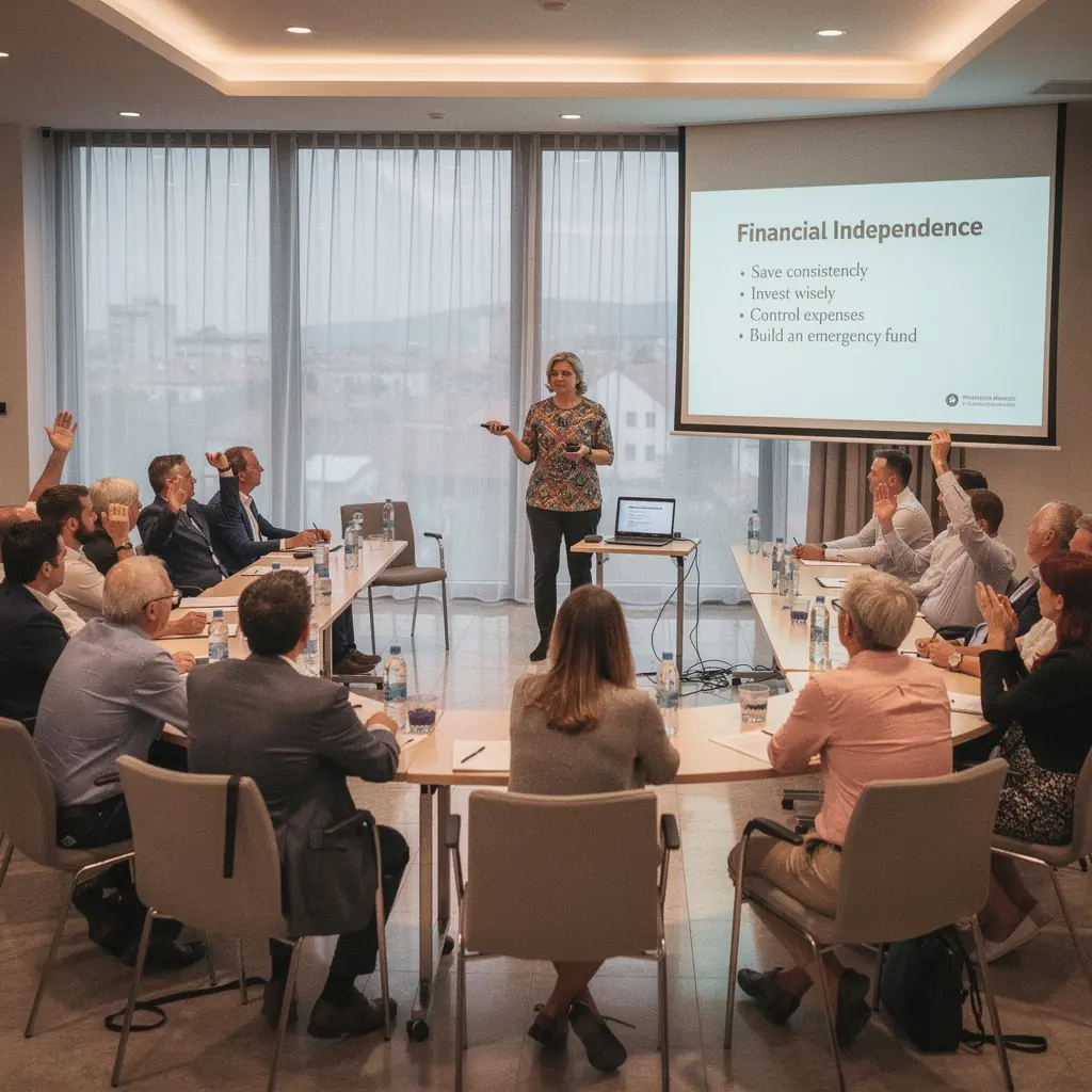 Kép egy pénzügyi tanácsadóról, aki segít az embereknek a költségvetési tervezésben.