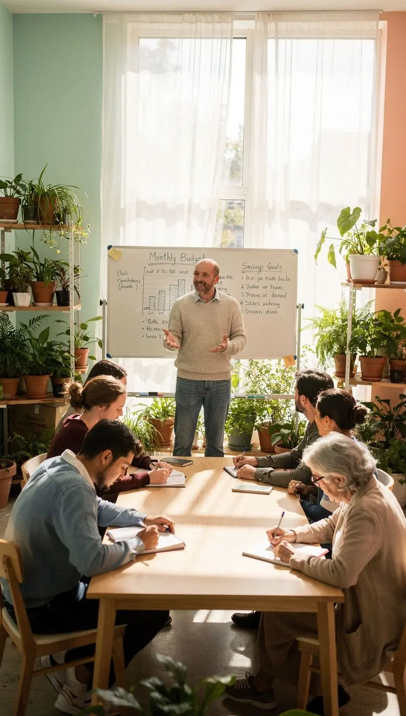 Pénzügyi tanácsadó, aki ügyfelekkel dolgozik a pénzügyi célok elérésén